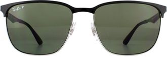 Ray-Ban Zonnebril 3569 90049a Zwart Zilver Groen Gepolariseerd