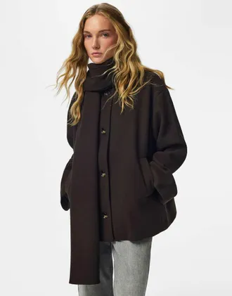 Pieces cappotto nero-Marrone