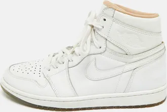 Air Jordan s White Leather Air Jordan 1 High Top Sneakers