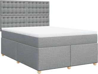 vidaXL Cama Box Spring Con Colch&oacute;n Tela Gris Claro 140x200 Cm Vidaxl