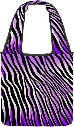 Generic Purple Zebra Stripes Reversible Canvas Shoulder Tote - Double-Sided Print, 12oz Cotton, 27cm Drop, Fold-Flat Bag for Travel, Shopping, Street Outings
