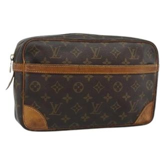 Louis Vuitton Pre-owned Monogram Canvas Clutch Bag - Dames - Pre-owned - Bruin - Maat: ONE Size Leer
