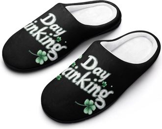 Generic I Love Day Drinking St Day Partick Slippers Men Winter Warm Cotton Anti-Slip Indoor Slip-Ons House Shoes