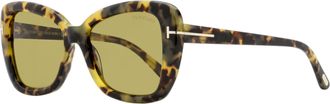 Tom Ford Womens Maeve Butterfly Sunglasses TF1008 55J Vintage Havana 55mm