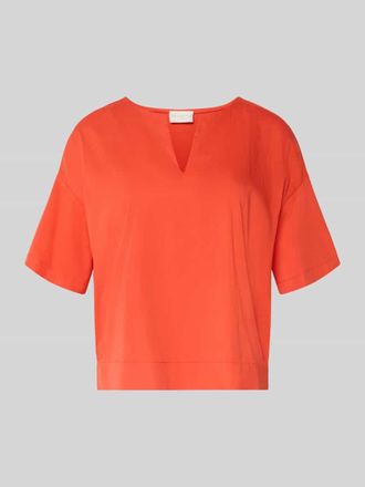 Milano Milano Italy Relaxed Fit T-Shirt mit Tunika-Ausschnitt in Rot, Gr&ouml;&szlig;e 36