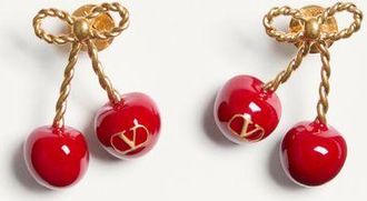 Valentino Garavani Orecchini Cherryfic In Metallo E Smalto Donna ANTIQUE BRASS/ROSSO UNI