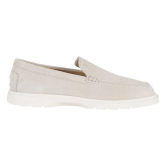 Tod's Tods, Loafers, male, White, Size: 9 1/2 US Suede Slip-On Moccasin