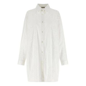Herno Shirts, female, White, Size: 2XS Shirt in Broderie Anglaise Cotton