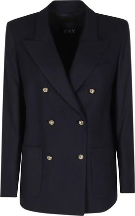 Fay Giacca doppiopetto tasche a toppa - Dames - Blazers - Blauw - L - Jassen