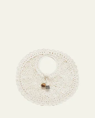 Jacquemus Le Petite Crochet Raffia Lace Top-Handle Bag