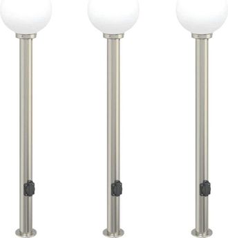 vidaXL Bollard Lights with Outlet 3 pcs 120 cm Stainless Steel IP44 vidaXL