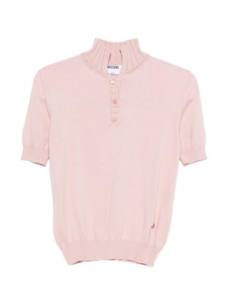 Moschino Light Pink Ribbed Tie Knit Top