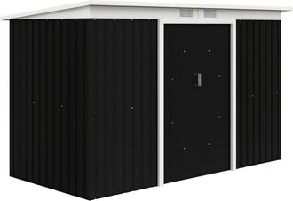 OUTSUNNY Caseta De Jard&iacute;n Exterior De 280 X 130 X 172 Cm Con Puertas Correderas, Base Y Ventilaci&oacute;n, Color Gris Oscuro