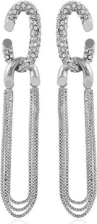 Vince Camuto Pav&eacute; Crystal Drop Hoop Earrings in Silvertoned at Nordstrom Rack
