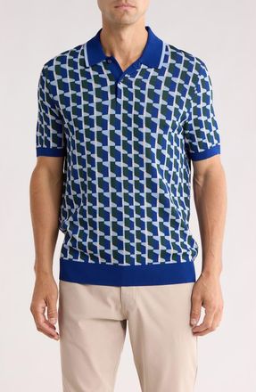 Ted Baker Rossio Geo Zip Polo in Navy at Nordstrom Rack, Size 7(3Xl)