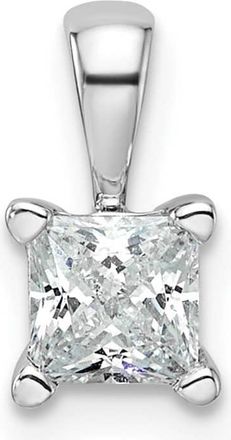 Diamond2Deal 14k White Gold 1/2 Ct Princess Lab Grown Diamond Pendant Necklace 18 Clarity VS, Color G-H