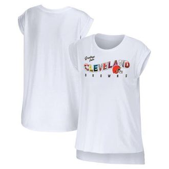 WEAR by Erin Andrews Womens WEAR by Erin Andrews White Cleveland Browns Greetings From Muscle T-Shirt at Nordstrom, Size X-Small