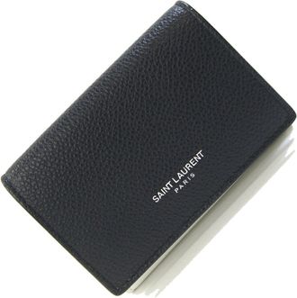 Saint Laurent Black White Leather Wallet (Tri-Fold) (Pre-Owned)