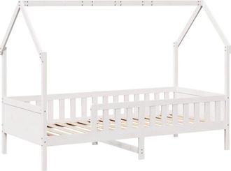 vidaXL Vidaxl - Cama con forma de casa de niños madera maciza blanca 90x200 cm