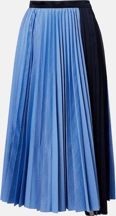 sacai Striped cotton-blend poplin midi skirt