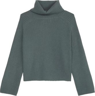Marc O'Polo Maglione a coste con collo alto - Verde