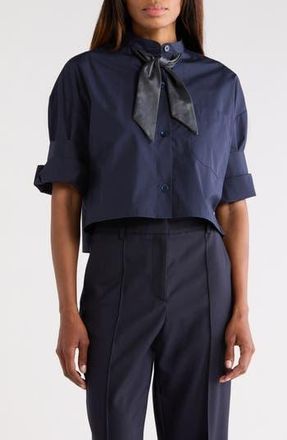 TWP Ex On Repeat Crop Button-Up Shirt in Midnight at Nordstrom Rack, Size X-Small/small