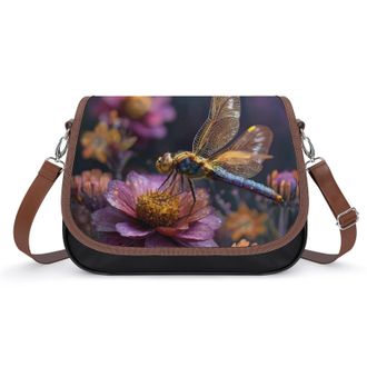 Generic Dragonfly on Flower Fashion Womens Crossbody Bags Novelty Handbag Shoulder Bag Purse