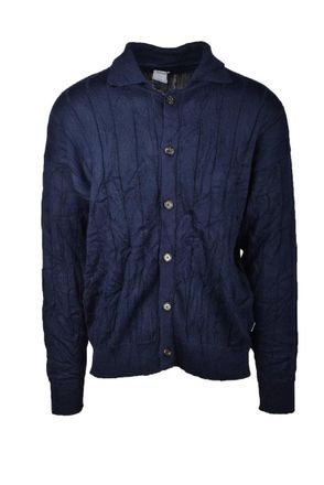 Covert Merino Wool Cardigan - Blue