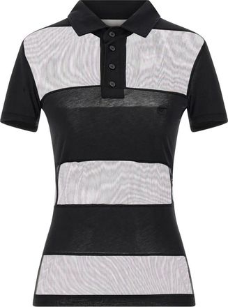 Coperni Gestreept Transparant Polo Top - Dames - Polos - Zwart - XS - Katoen - Tops