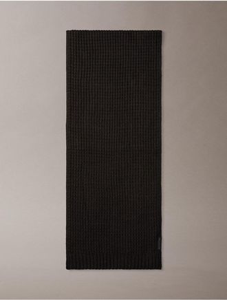 Calvin Klein Mens Grid Stitch Scarf - Black