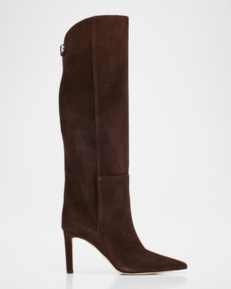 Jimmy Choo London Alizze 85 Suede Knee-High Boots