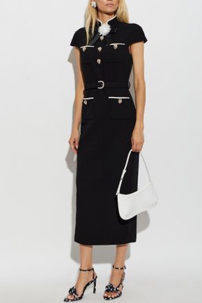 Self Portrait Wool Dress With Embellishment, Womens, Black