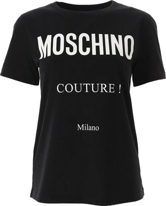 Moschino Couture Label Korte Mouw T-shirt - Dames - T-shirts - Zwart - S - Katoen - Tops