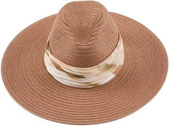 Eugenia Kim Emmanuelle Wide Brim Packable Fedora in Fawn at Nordstrom