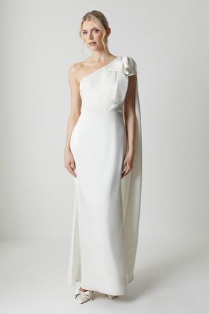 Coast Bow And Drape Detail One Shoulder Satin Bridal Dress