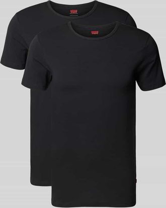 Levi's T-Shirt mit geripptem Rundhalsausschnitt im 2er-Pack in Black, Größe XXL