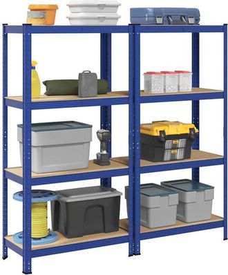 vidaXL Vidaxl - Mensole Portaoggetti 4 Strati 2pz Blu Acciaio Legno Multistrato