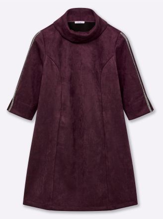 Sheego A-Linien-Kleid SHEEGO Velours-Kleid, Damen, Gr. 40, Normalgr&ouml;ssen, burgund, 90% Polyester, 10% Elasthan, unifarben, kurz, Kleider A-Linien-Kleid
