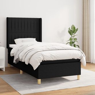 vidaXL Cama Box Spring Con Colch&oacute;n Tela Negro 90x200 Cm Vidaxl