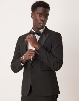 Asos skinny tuxedo jacket in black