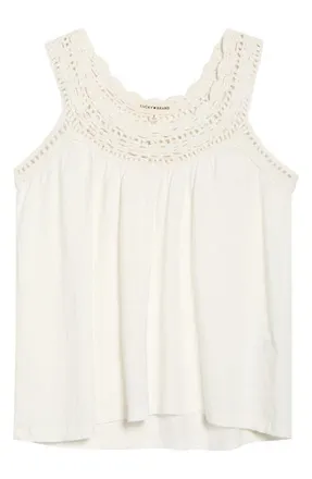 Lucky Brand Crochet Trim Swing Tank in Gardenia at Nordstrom, Size Xx-Large