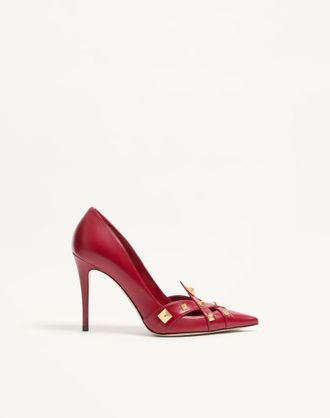 Valentino Garavani D&eacute;collet&eacute; Studdy In Capretto 100mm Donna ROSSO 35.5