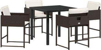 vidaXL Garden Dining Set with Cushion Folding 5 pcs Brown Poly rattan Vidaxl