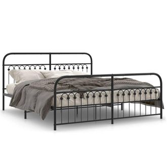 Berkfield Home Metal Bed Frame without Mattress with Footboard Black 183x213cm | Size: 183x213 cm