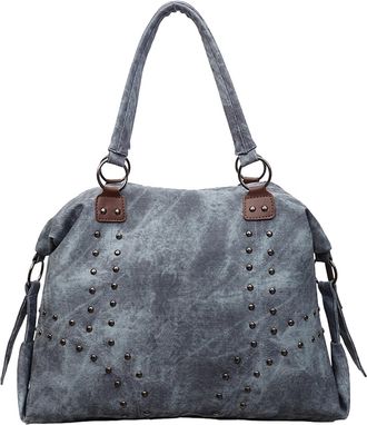 Generic Cymwer PU Leather Shoulder Bag Large Tote Bag with Rivet Handbag for Women Work (Blue)