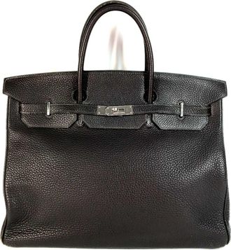 Herm&egrave;s Chocolat Dark Brown Togo Leather Handbag Tote Bag (Pre-Owned)