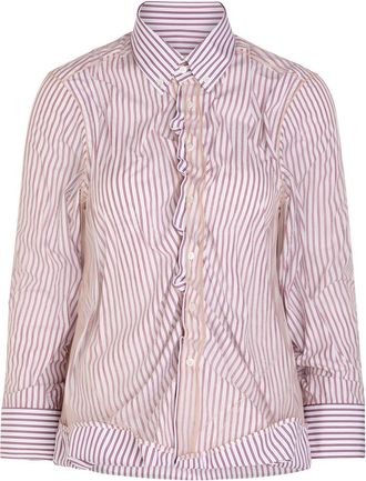 Maison Margiela Layered Striped Cotton-poplin Shirt - Red - 44 (UK12 / M)
