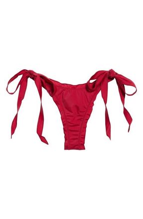 PacSun Aquamarine Merrow Side Tie Bikini Bottoms in Red at Nordstrom, Size X-Small