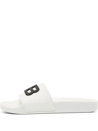 Balenciaga Sandali slides con decorazione BB - Bianco