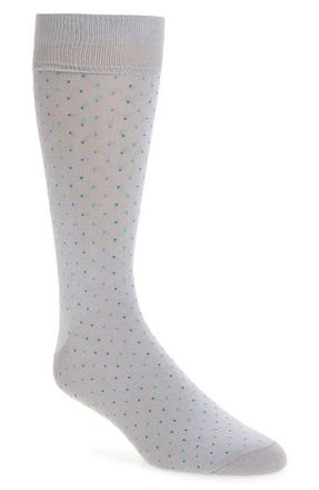Nordstrom Dot Cotton Blend Dress Socks in Grey at Nordstrom